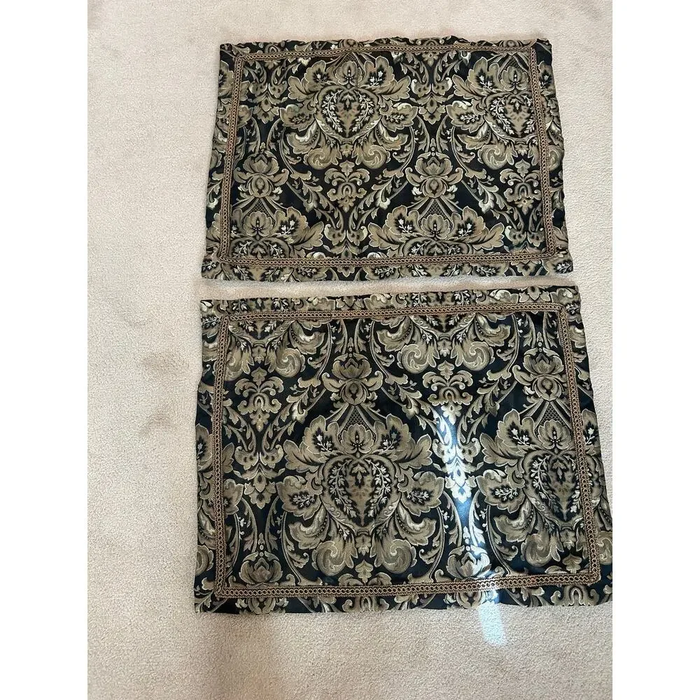 Pillow shams Queen Street classic black/ gold damask brocade